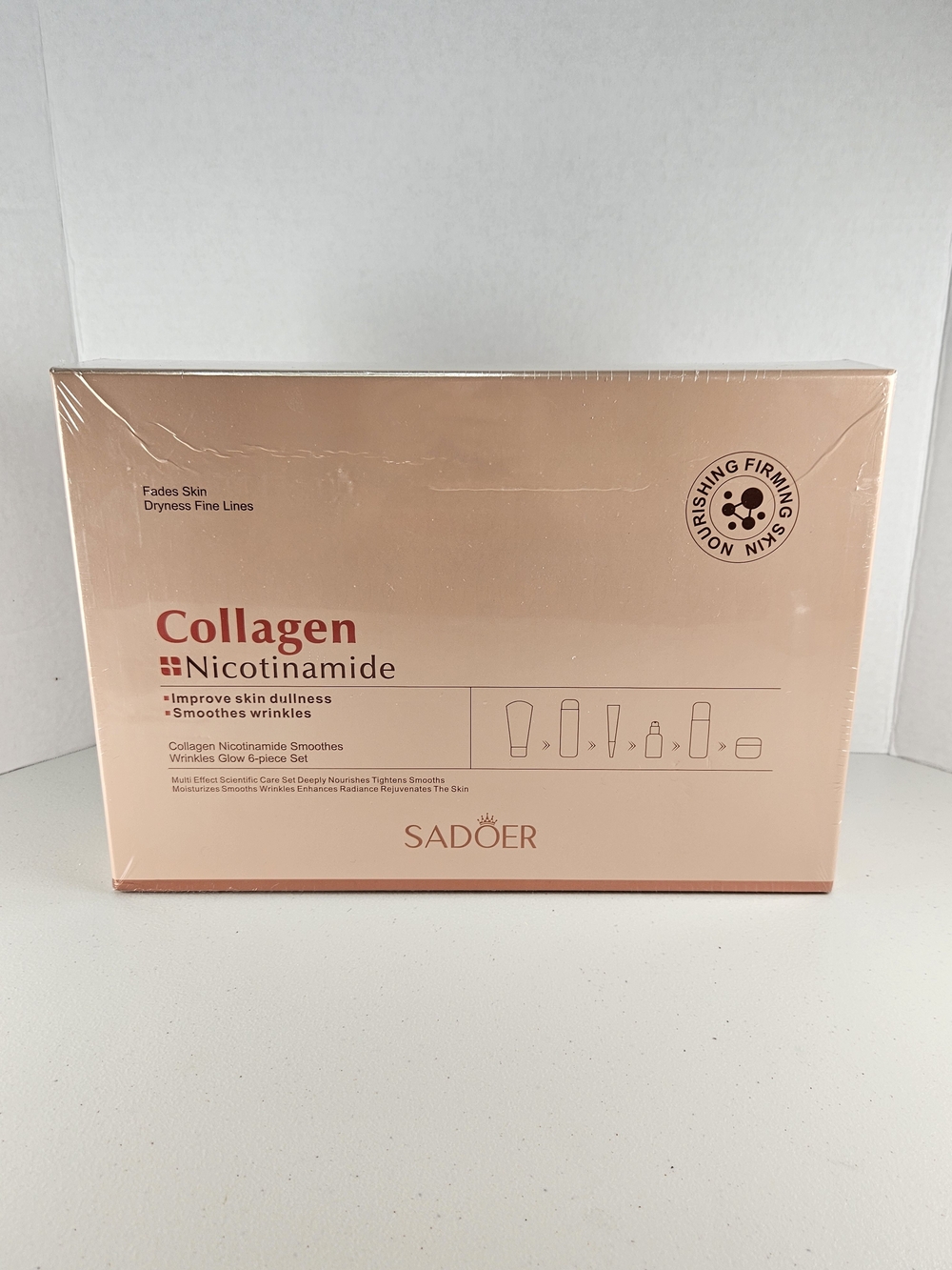 SADOER 6 Piece Collagen + Niacinamide Moisturizing Skincare Set Smooths Wrinkles